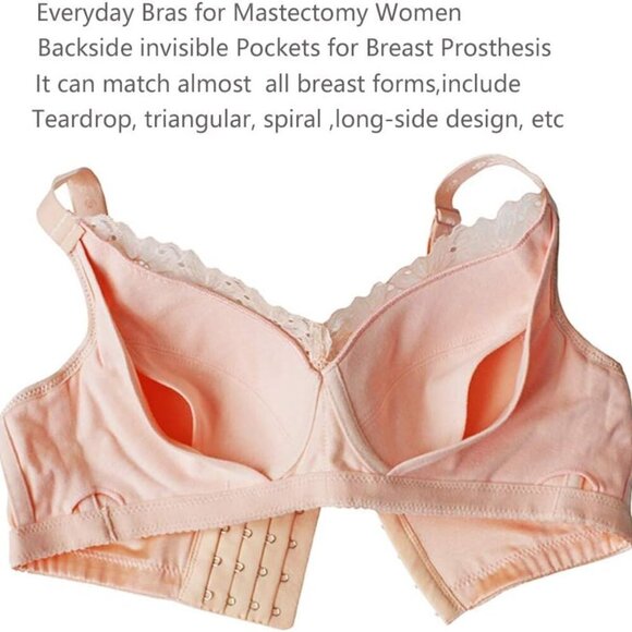 Women Everyday Bra Cotton Mastectomy Silicone Breast Insert Pocketed Lace - Picture 5 of 5